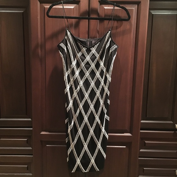 Adrianna Papell Black Spaghetti Strap Beaded Dress - Picture 3 of 8